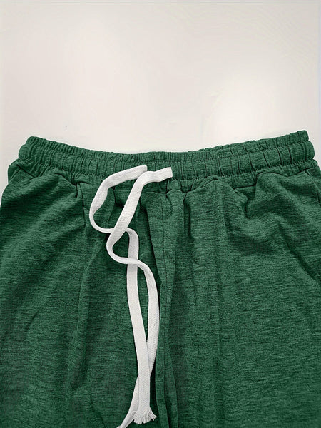 Dark Green / S Full Size Drawstring Elastic Waist Joggers with Pockets