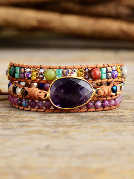 Deep Purple / One Size Triple-Layer Amethyst Bracelet