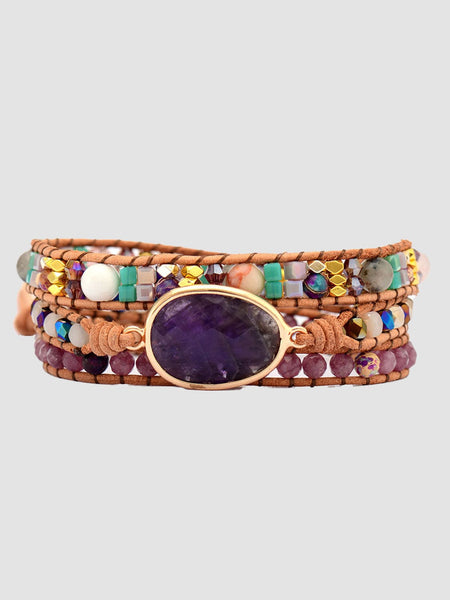 Deep Purple / One Size Triple-Layer Amethyst Bracelet