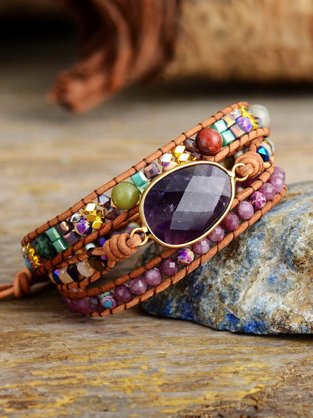 Deep Purple / One Size Triple-Layer Amethyst Bracelet