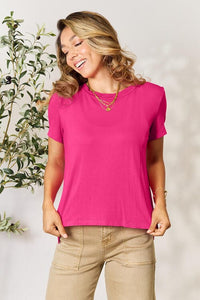 Deep Rose / S Basic Bae Full Size Round Neck Short Sleeve T-Shirt