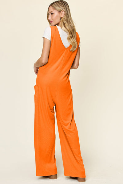 Double Take Full Size Sleeveless Wide Leg Jumpsuit with Pockets