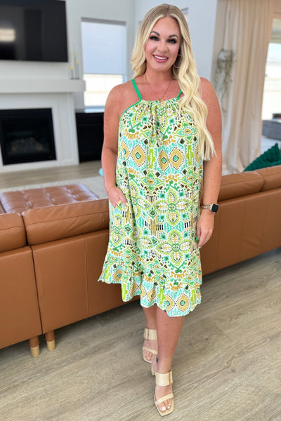 Dresses As You Walk On By Tank Dress in Lime