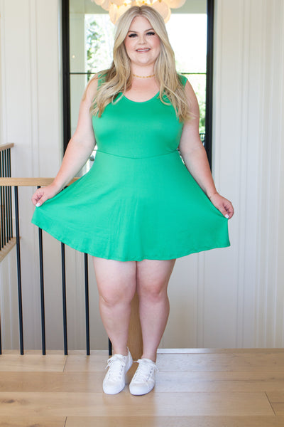 Dresses Gorgeous in Green Sleeveless Skort Dress