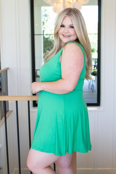 Dresses Gorgeous in Green Sleeveless Skort Dress