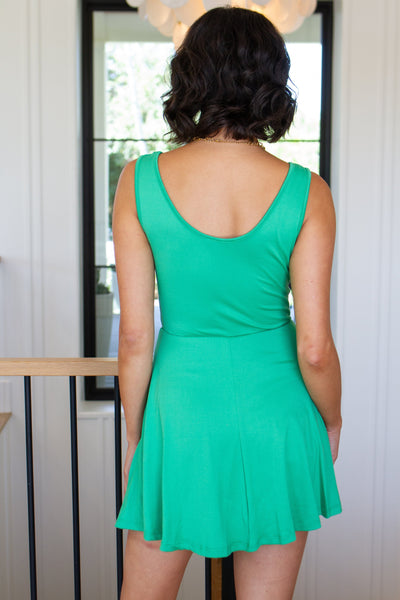 Dresses Gorgeous in Green Sleeveless Skort Dress