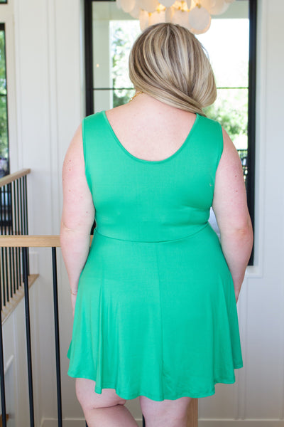 Dresses Gorgeous in Green Sleeveless Skort Dress