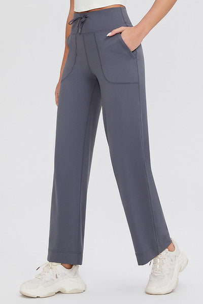 Dusty Blue / S Basic Bae Full Size Drawstring High Waist Pants with Pockets