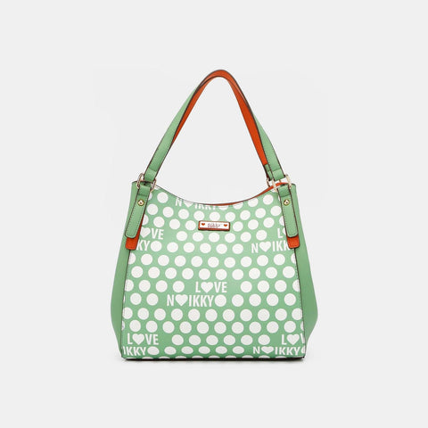 Dusty Mint / One Size Nicole Lee USA Contrast Polka Dot Handbag