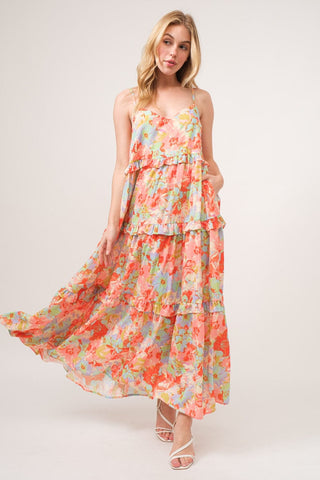 Floral / S And The Why Floral Ruffled Tiered Maxi Adjustable Strap Cami Dress