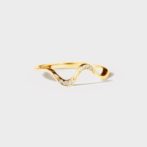 Gold / 5 925 Sterling Silver Inlaid Zircon Wave Shape Ring