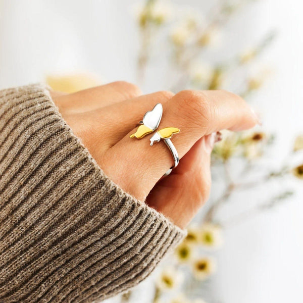 Gold / 7 925 Sterling Silver Butterfly Ring