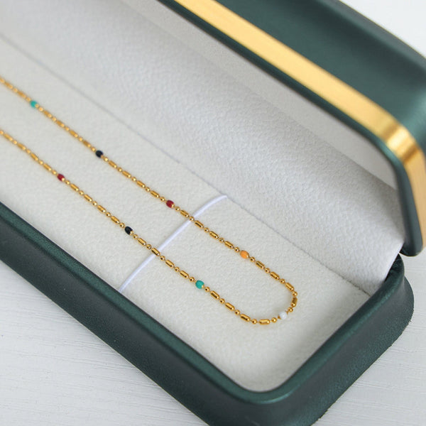 Gold / One Size 18K Gold-Plated Oil Drip Bead Necklace