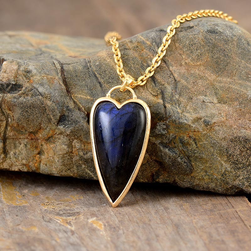 Gold / One Size Copper Labradorite Heart Shape Necklace