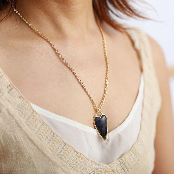 Gold / One Size Copper Labradorite Heart Shape Necklace