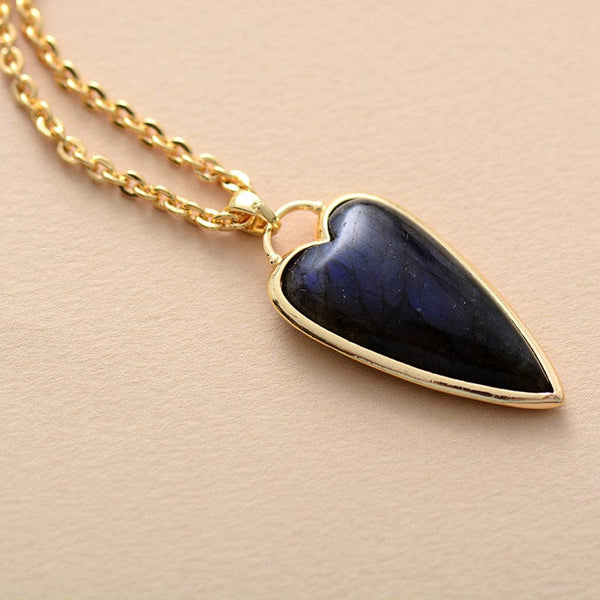 Gold / One Size Copper Labradorite Heart Shape Necklace