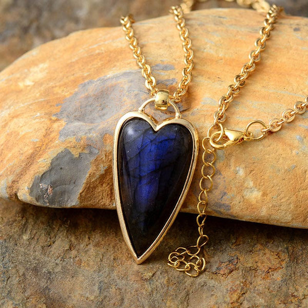 Gold / One Size Copper Labradorite Heart Shape Necklace