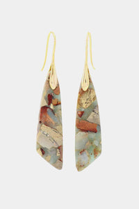 Gold / One Size Handmade Natural Stone Dangle Earrings