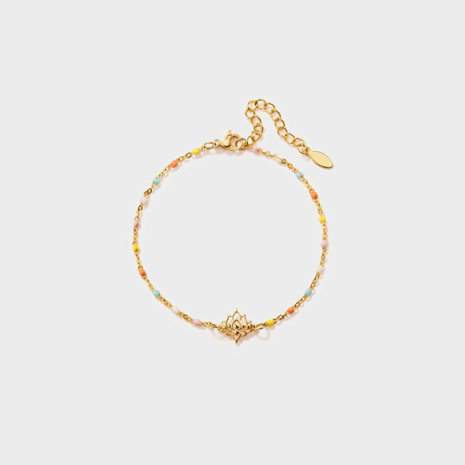 Gold / One Size Lotus Shape 18K Gold-Plated Bead Bracelet