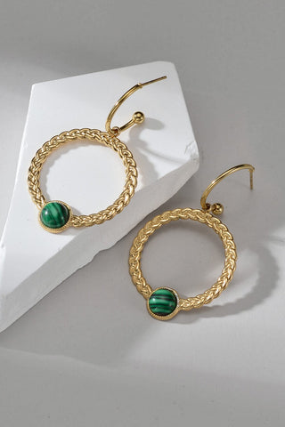 Gold / One Size Malachite 18K Gold Plated Earrings