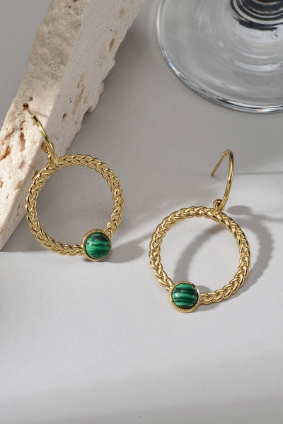 Gold / One Size Malachite 18K Gold Plated Earrings