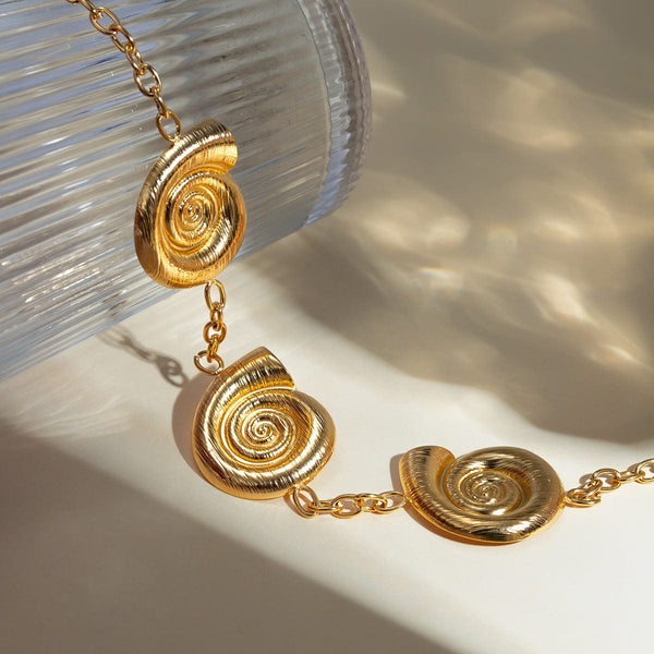 Gold / One Size Stainless Steel Spiral Charm Necklace