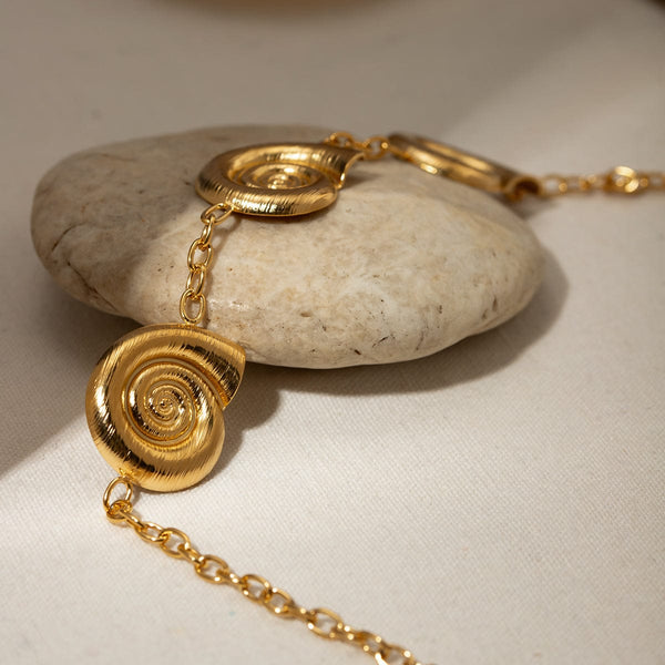 Gold / One Size Stainless Steel Spiral Charm Necklace