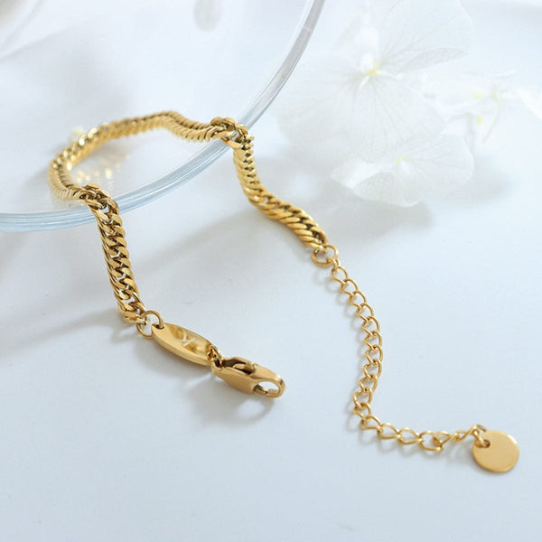 Gold / One Size Titanium Steel Chain Bracelet