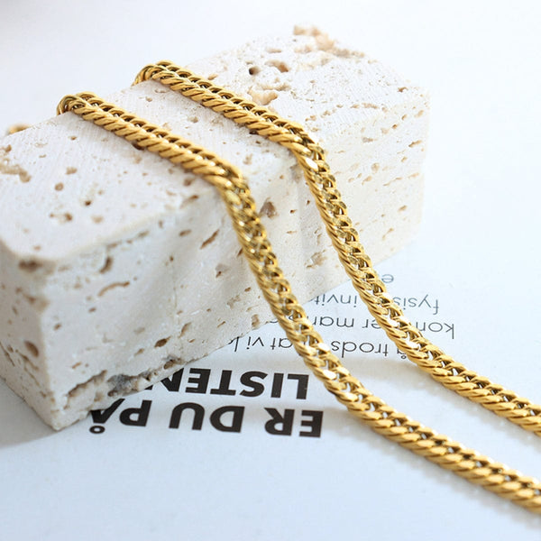 Gold / One Size Titanium Steel Chain Bracelet