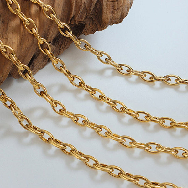 Gold / One Size Titanium Steel Chain Necklace