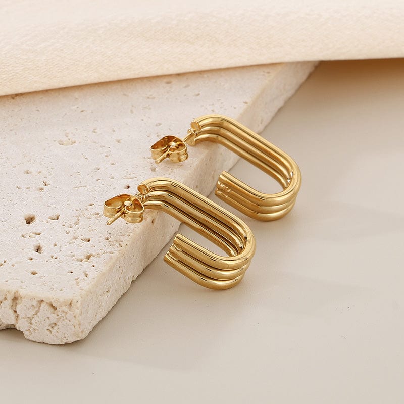 Gold / One Size Titanium Steel Geometric Shape Earrings