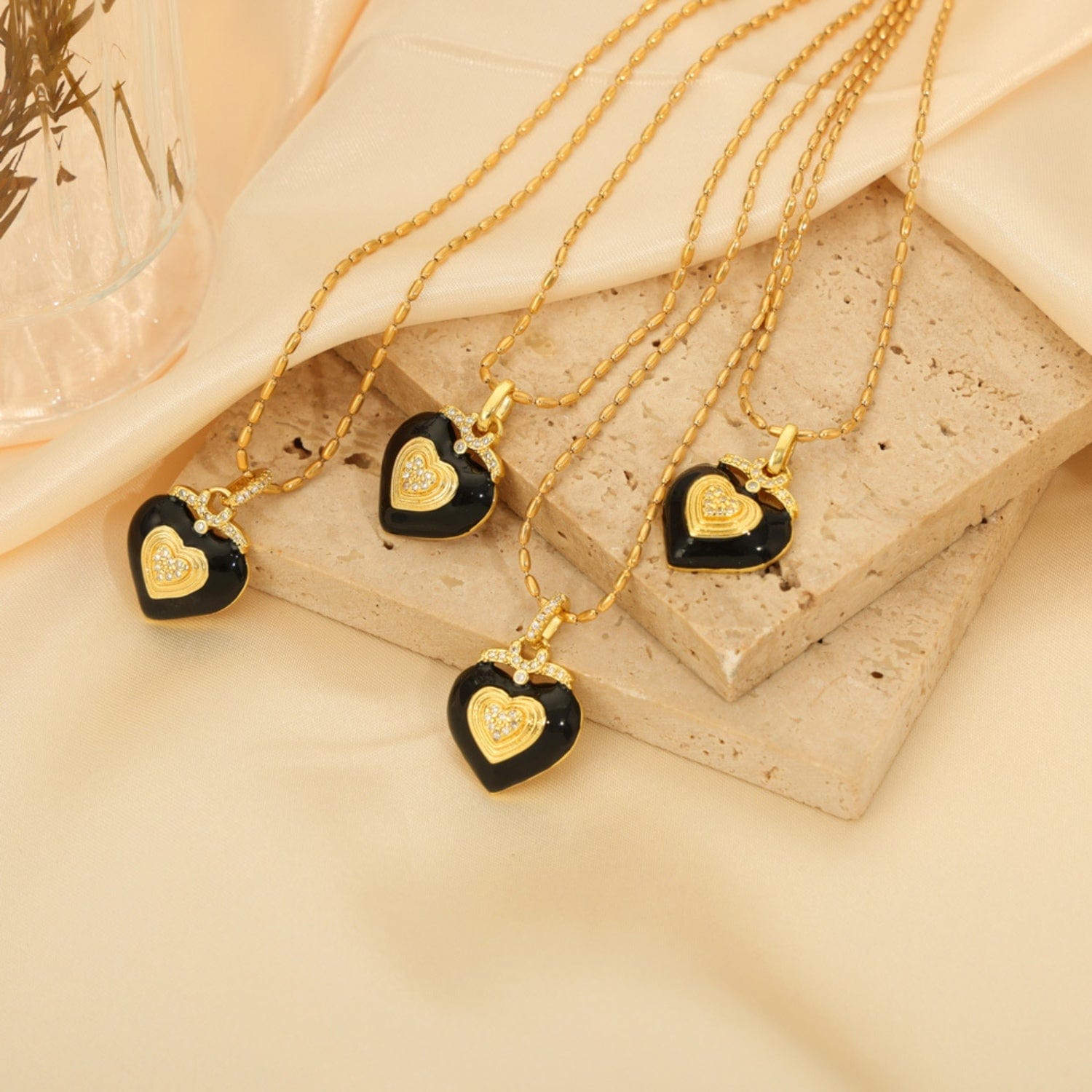 Gold / One Size Titanium Steel Heart Shape Necklace