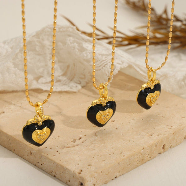 Gold / One Size Titanium Steel Heart Shape Necklace