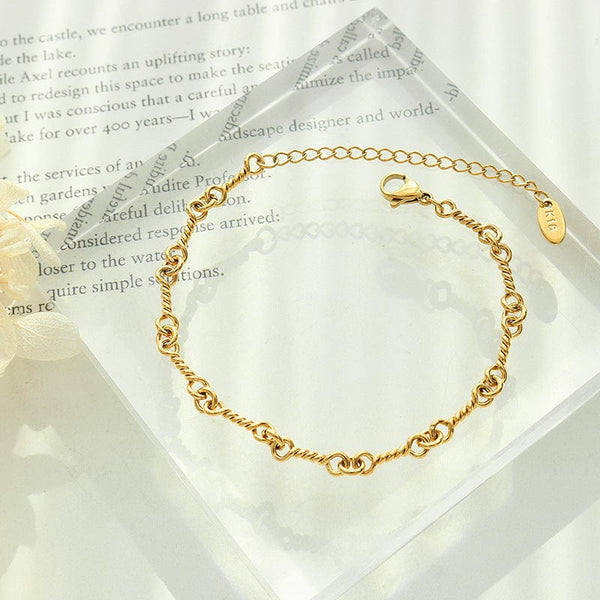 Gold / One Size Titanium Steel Link Chain Bracelet