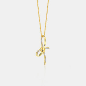 Gold / One Size Zircon Bow Pendant Necklace