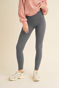 Gray / S Yelete Full Size Fleece Lined High Waisted Leggings