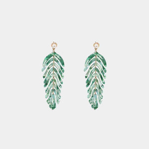 Green / One Size Leaf Shape Dangle Earrings