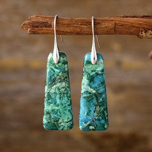 Green/Silver / One Size Copper Natural Stone Earrings