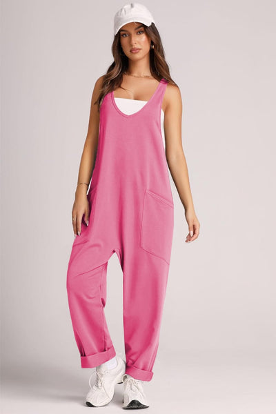 Hot Pink / S Lovelet Wide Strap Jumpsuit with Pockets