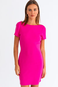 Hot Pink / XS Tasha Apparel Short Sleeve Low Back Mini Dress