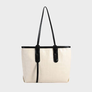 Ivory / One Size PU Leather Tote Bag