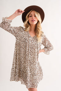 Ivory / S And The Why Leopard Ruffle Hem Woven Mini Dress