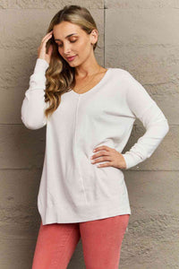 Ivory / XS Zenana Sweater Weather Full Size Center Seam Tunic Sweater