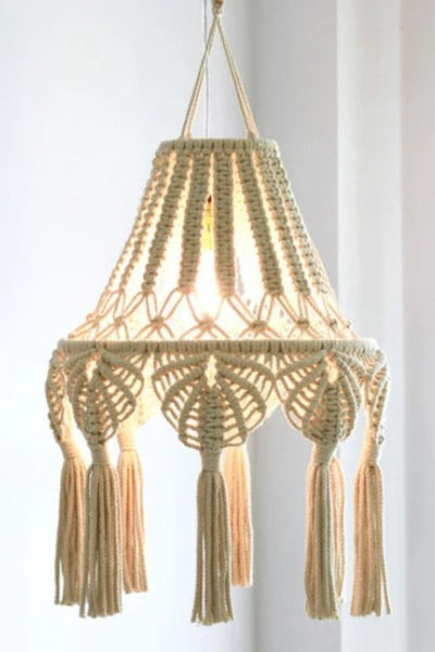 Knotted Tassels / One Size Macrame Hanging Lampshade