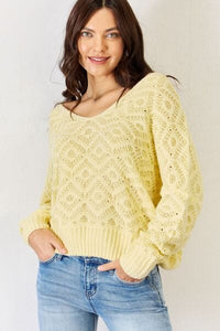 L. Yellow / S HYFVE V-Neck Patterned Long Sleeve Sweater