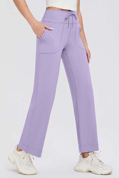 Lavender / S Basic Bae Full Size Drawstring High Waist Pants with Pockets