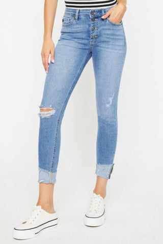 LIGHT / 0(23) Kancan Distressed Cat's Whiskers Button Fly Jeans