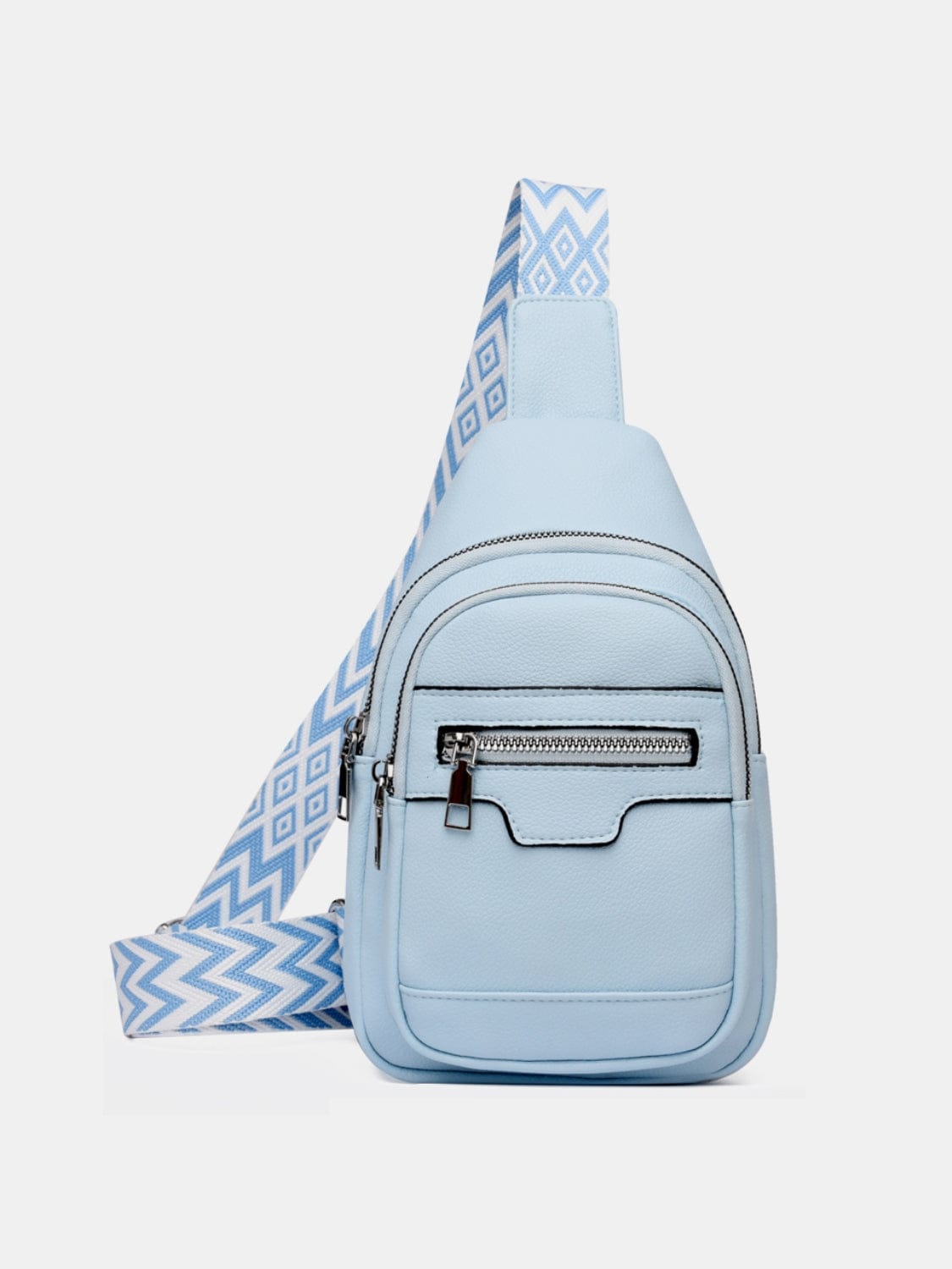 Light Blue / One Size PU Leather Adjustable Strap Sling Bag