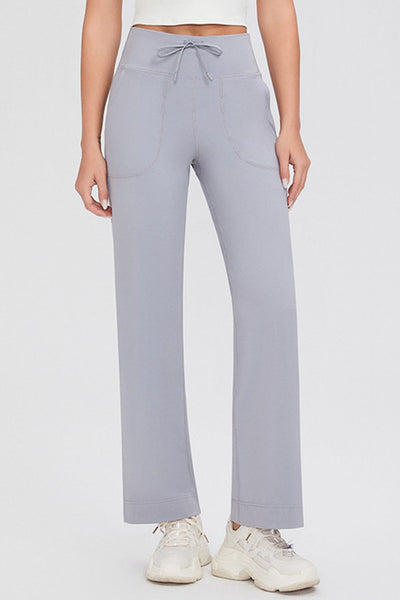 Light Gray / S Basic Bae Full Size Drawstring High Waist Pants with Pockets