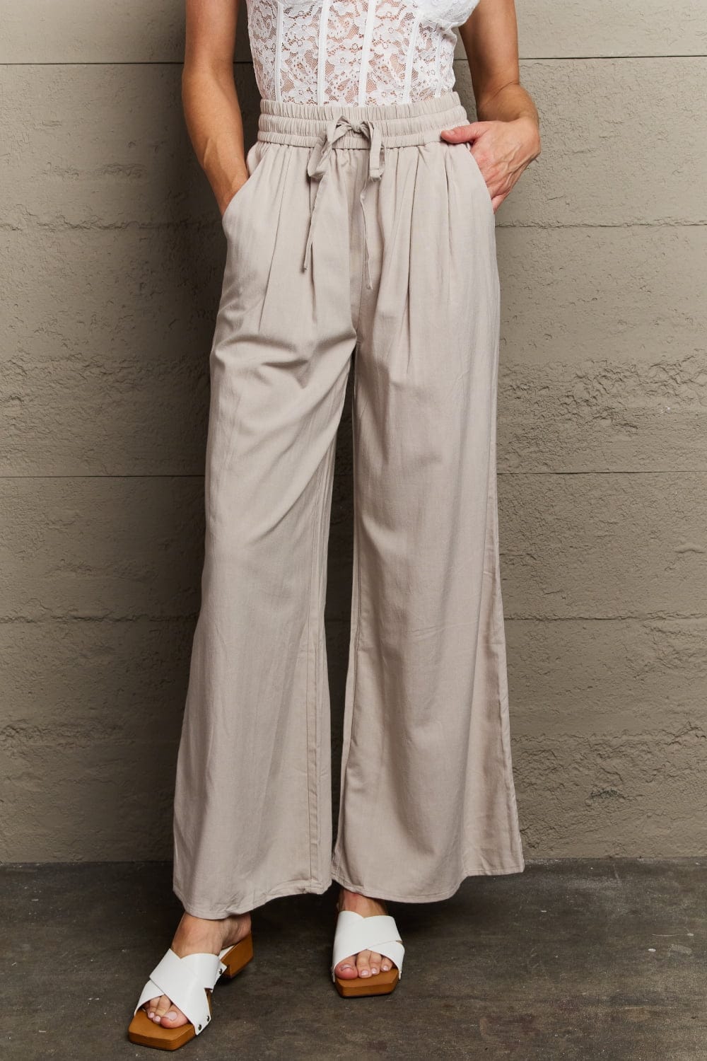 Light Gray / S More For You Wide Leg Pants